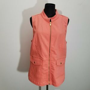 Liz Claiborne Vest Zip Front Denim Stand Collar